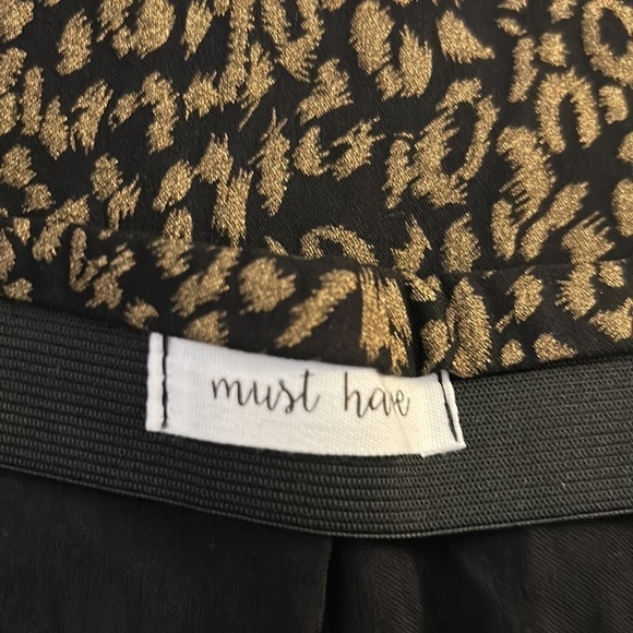 Must Have Black & Gold Leopard Print Mini Skirt Size Large - Picture 4 of 6
